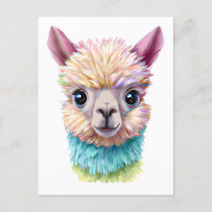 Färgfull Baby Lama Vykort