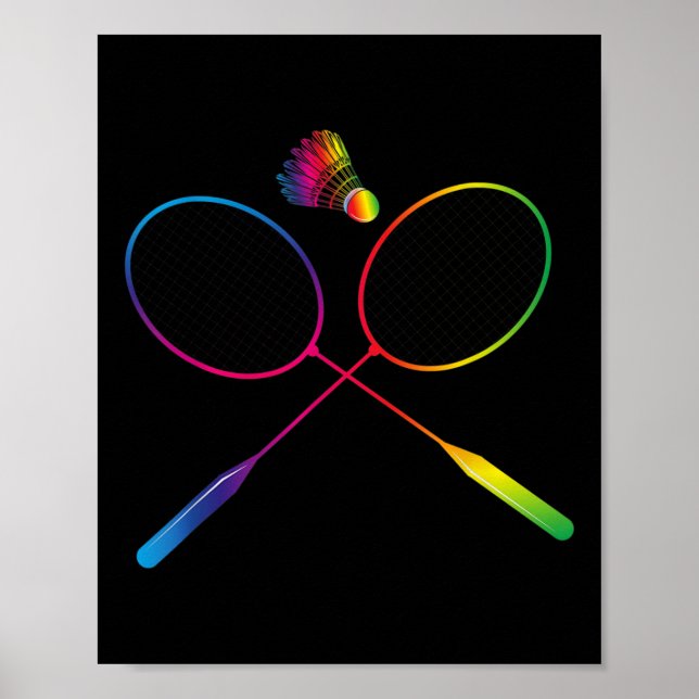 Färgfull badmintonskyttel med styrkex poster (Framsidan)