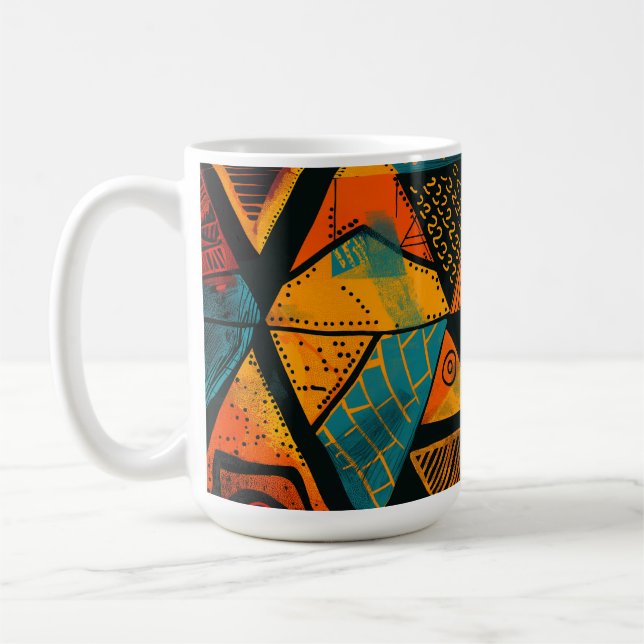 Färgfull bakgrund med afrikanska motiv kaffemugg (Vänster)