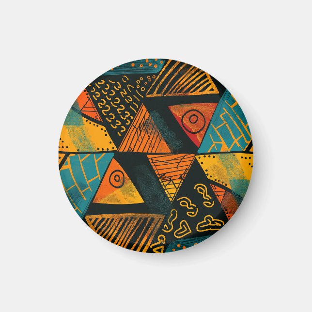 Färgfull bakgrund med afrikanska motiv magnet (Framsidan)