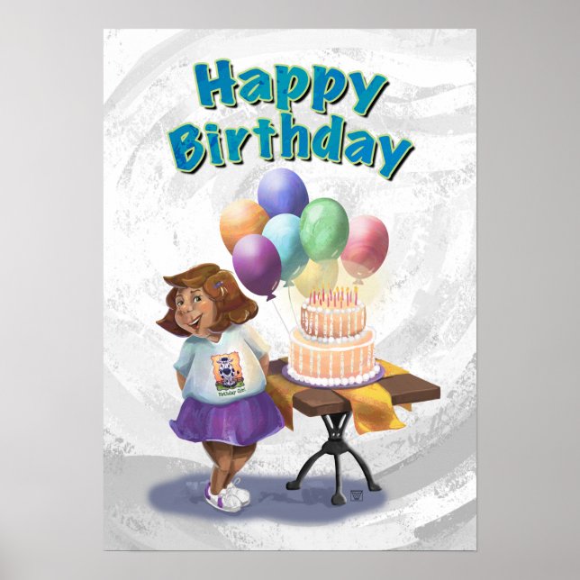Färgfull ballonger Birthday Girl Poster (Framsidan)
