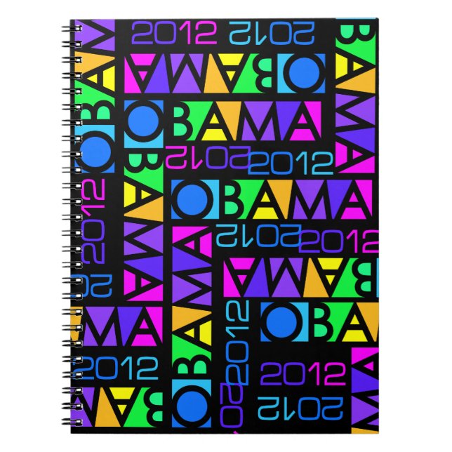 Färgfull bärbar OBAMA 2012-dator Anteckningsbok Med Spiral (Framsidan)