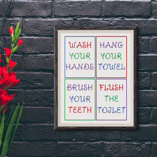 Färgfull Barn Bathroom Wall Poster