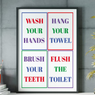 Färgfull Barn Bathroom Wall Poster