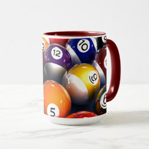 Färgfull Bassäng Älskare Billiard Bollar Mugg