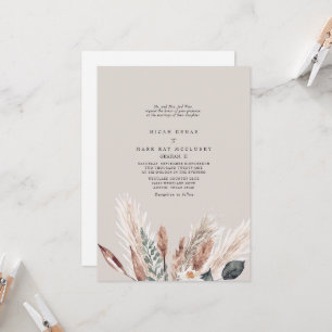 Färgfull Beige Pampas Wedding-inbjudan Inbjudningar
