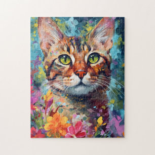 Färgfull bengalkatt pussel
