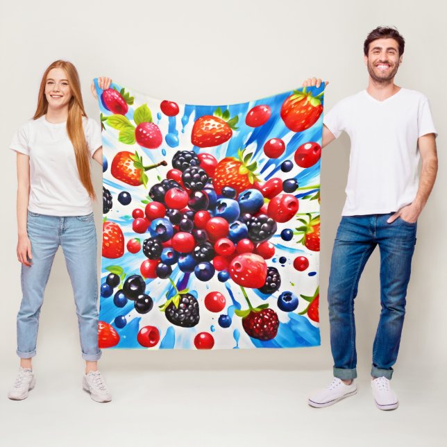 Färgfull Berry Fiesta Design Fleecefilt (På plats)