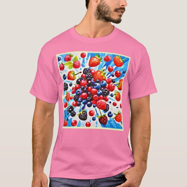 Färgfull Berry Fiesta Design T Shirt (Framsida)