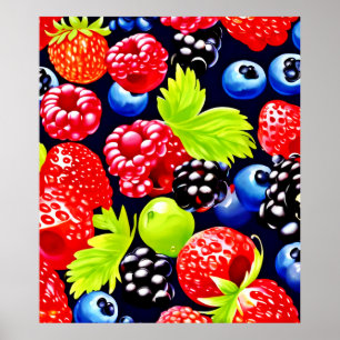 Färgfull Berry Medley-design Poster
