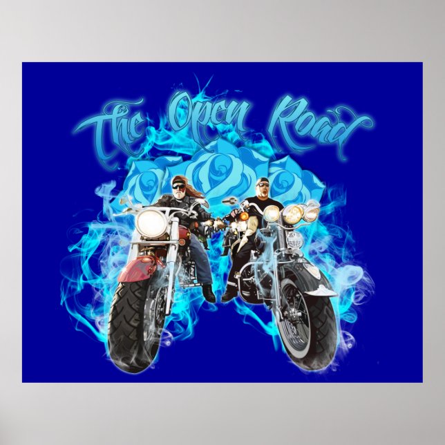 Färgfull Biker Motorcykelvägg Poster Mural (Framsidan)