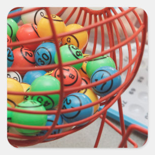 Färgfull Bingo Bollar i Spinner Fyrkantigt Klistermärke