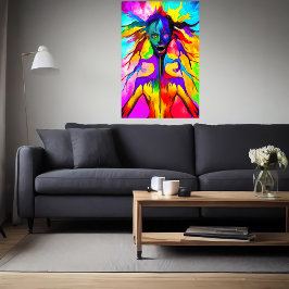 Färgfull bisarr porträtt | AI Art Poster