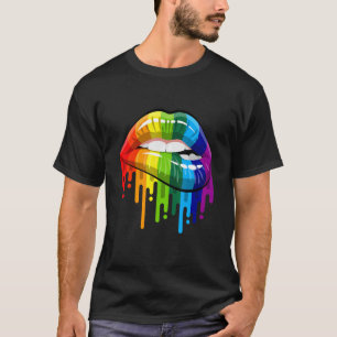 Färgfull Bita av regn Regnbåge Teth Desire Lust G T Shirt