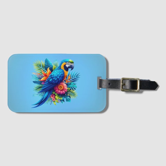 Färgfull, blå, tropiska macaw bagagebricka (Framsida horisontal)