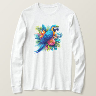Färgfull, blå, tropiska macaw t shirt