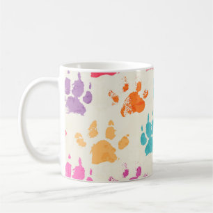 Färgfull bläck, rött hund tassar kaffemugg