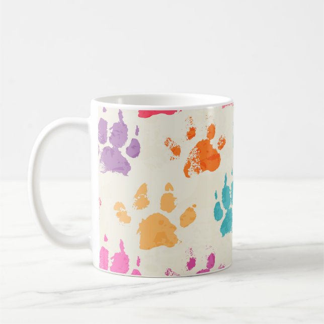 Färgfull bläck, rött hund tassar kaffemugg (Vänster)