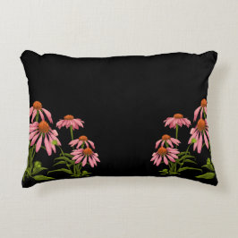 färgfull bläckblomma på svart bakgrund prydnadskudde