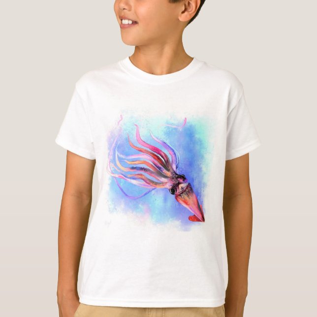 Färgfull bläckfisksimming T-Shirt (Framsida)