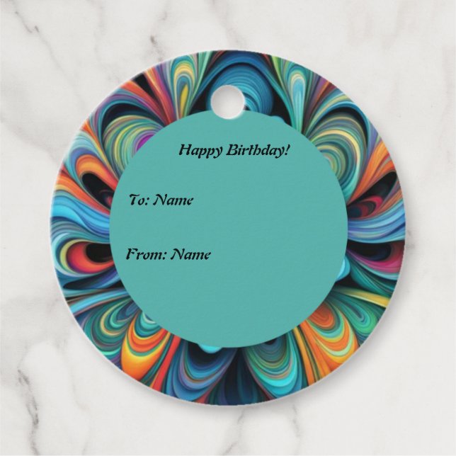 Färgfull blomma Boho Gåvor Etiketter (Framsida)