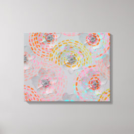 Färgfull blomma mönster med prickat grafiskt linje canvastryck