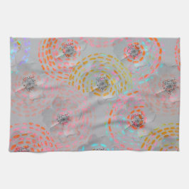 Färgfull blomma mönster med prickat grafiskt linje kökshandduk