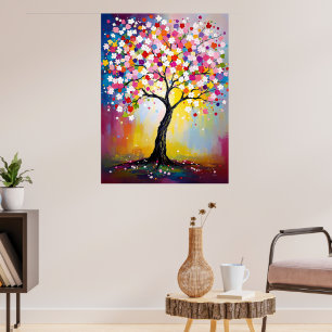 Färgfull Blommar Träd Poster