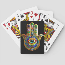 Färgfull blommiga Petalturkos tredje Öga Hamsa Casinokort