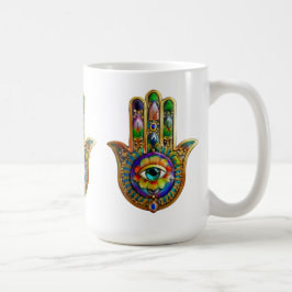 Färgfull blommiga Petalturkos tredje Öga Hamsa Kaffemugg