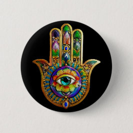 Färgfull blommiga Petalturkos tredje Öga Hamsa Knapp
