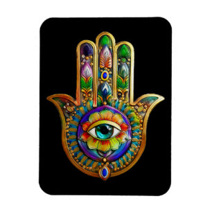 Färgfull blommiga Petalturkos tredje Öga Hamsa Magnet