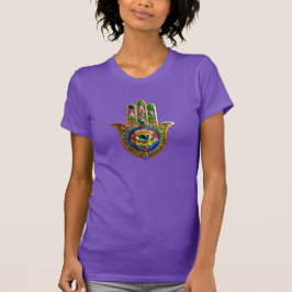Färgfull blommiga Petalturkos tredje Öga Hamsa T Shirt