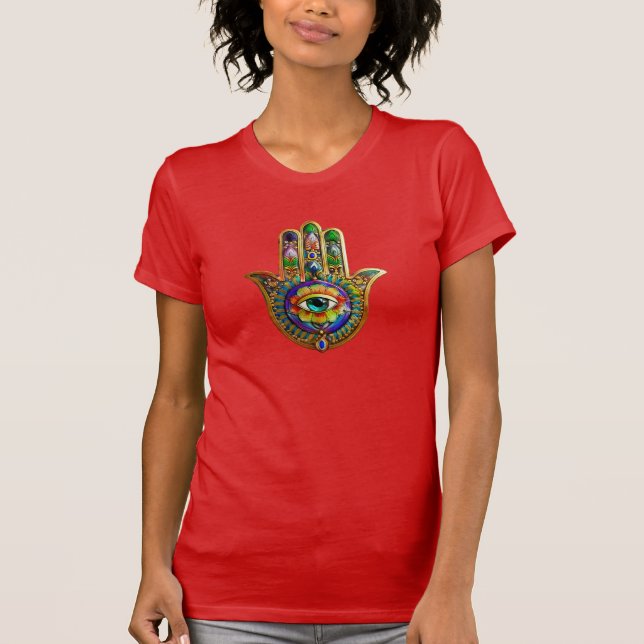 Färgfull blommiga Petalturkos tredje Öga Hamsa T Shirt (Framsida)