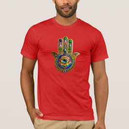 Färgfull blommiga Petalturkos tredje Öga Hamsa T Shirt