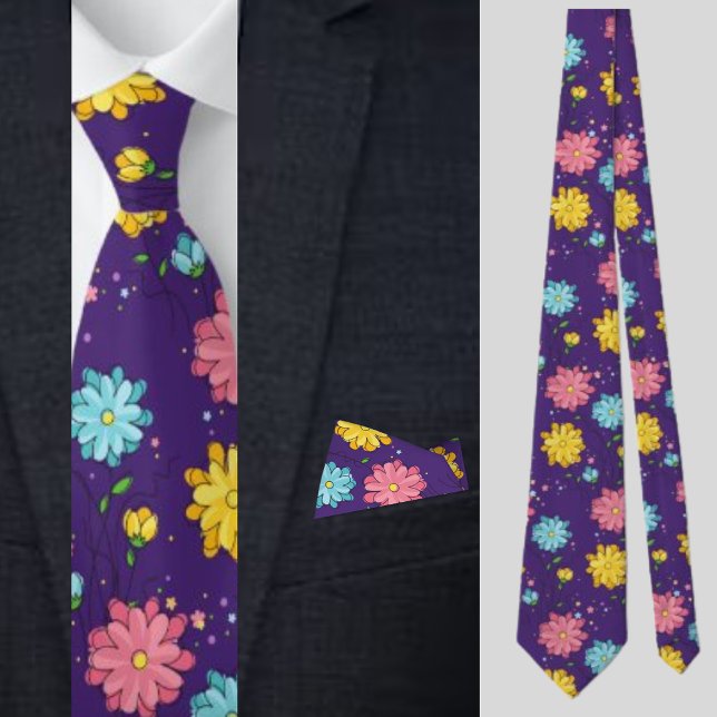 Färgfull Blommigt Abstrakt Mönster Slips (Skapare uppladdad)