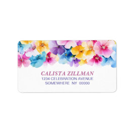 Färgfull Blommigt Adress Adressetikett