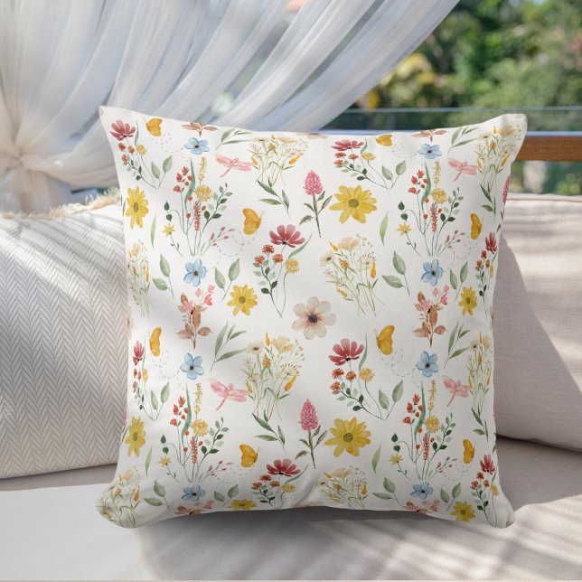 Färgfull Blommigt Botaniskt Mönster Kudde (Skapare uppladdad)