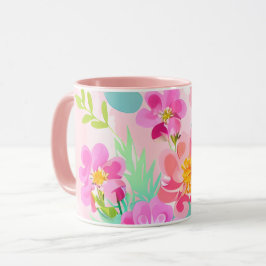 Färgfull Blommigt Bouquet Mugg