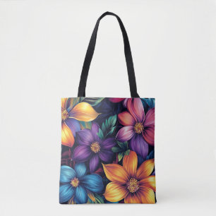 Färgfull Blommigt Bouquet Tygkasse