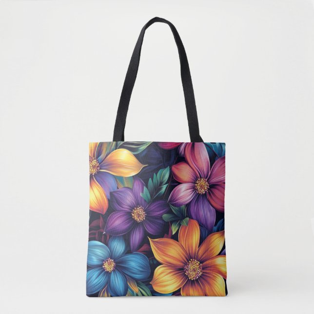 Färgfull Blommigt Bouquet Tygkasse (Framsida)