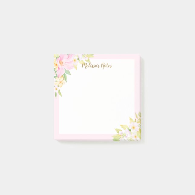 Färgfull Blommigt Bouquets Vattenfärg Botanisk Ros Post-it Block (Framsida)