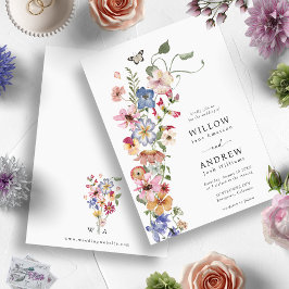 Färgfull Blommigt Bröllop Inbjudningar