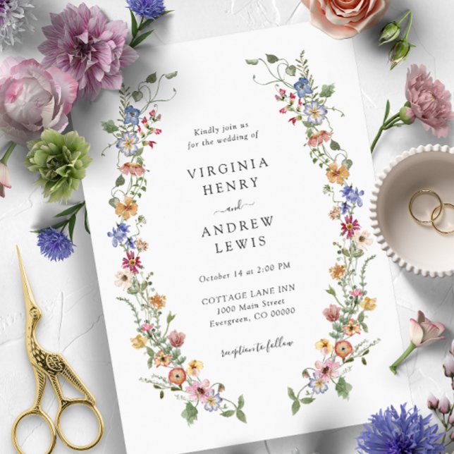 Färgfull Blommigt Bröllop Inbjudningar (Colorful Wildflower Wedding Invitations Painted Paperie
)