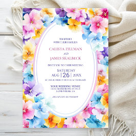 Färgfull Blommigt Bröllop Inbjudningar