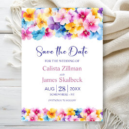 Färgfull Blommigt Bröllop spara datum Inbjudningar