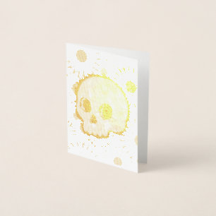 Färgfull Blommigt Burst Skull Folierat Kort