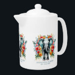 Färgfull Blommigt Elephant<br><div class="desc">Grått elefant med färgstarka dekorationer av blommor.</div>