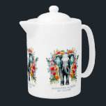 Färgfull Blommigt Elephant<br><div class="desc">Grått elefant med färgstarka dekorationer av blommor.</div>