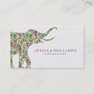 Färgfull Blommigt Elephant Illustration Visitkort
